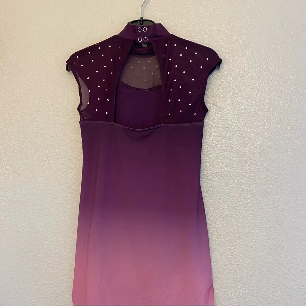WEISSMAN Dance Costume purple rhinestones ombre Have Mercy 13294 MC 10/12 - Picture 4 of 14